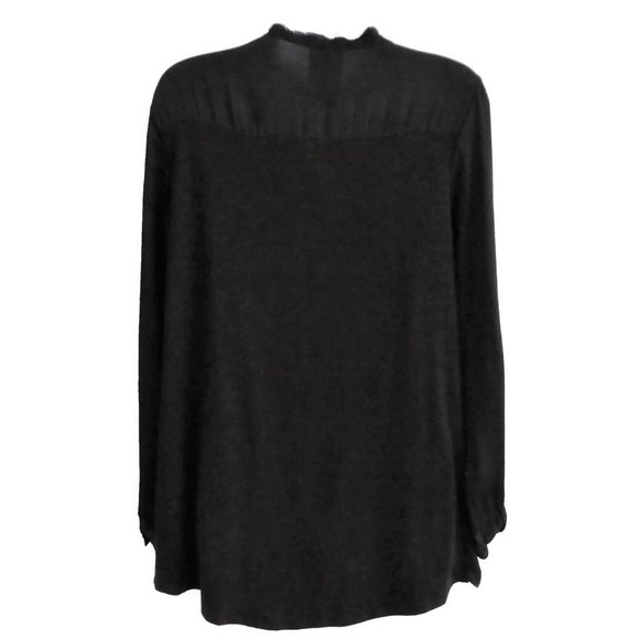 Dolan Left Coast Top Black Split V Neck Long Sleeve Button Tab Pleat XS - Picture 3 of 7